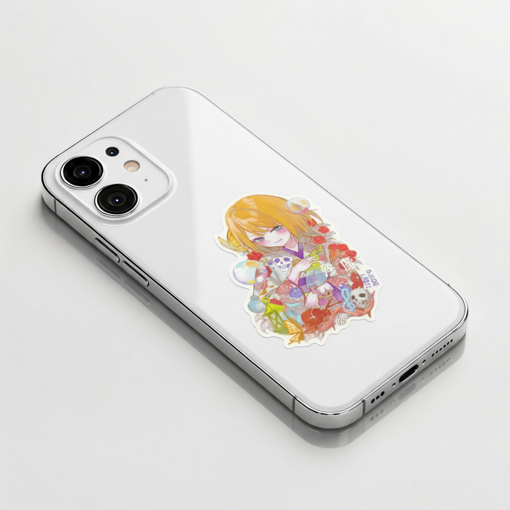 Colorful Kimono and Skulls ✦ B-Side Label Sticker