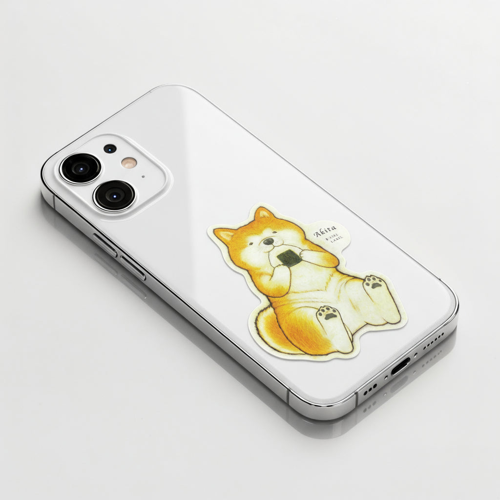 Cute Akita Dog & Rice Ball ✦ B-Side Label Sticker