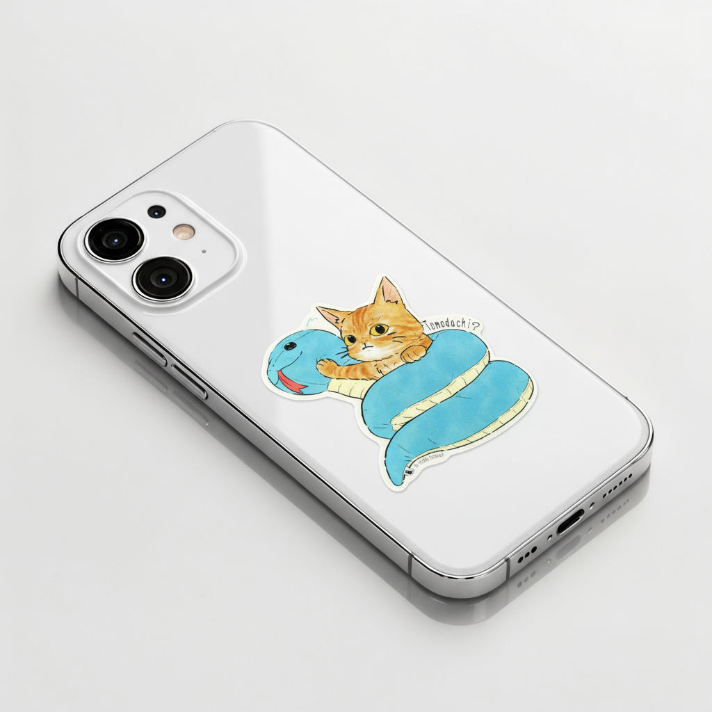 Cute Cat & Inflatable Snake ✦ B-Side Label Sticker