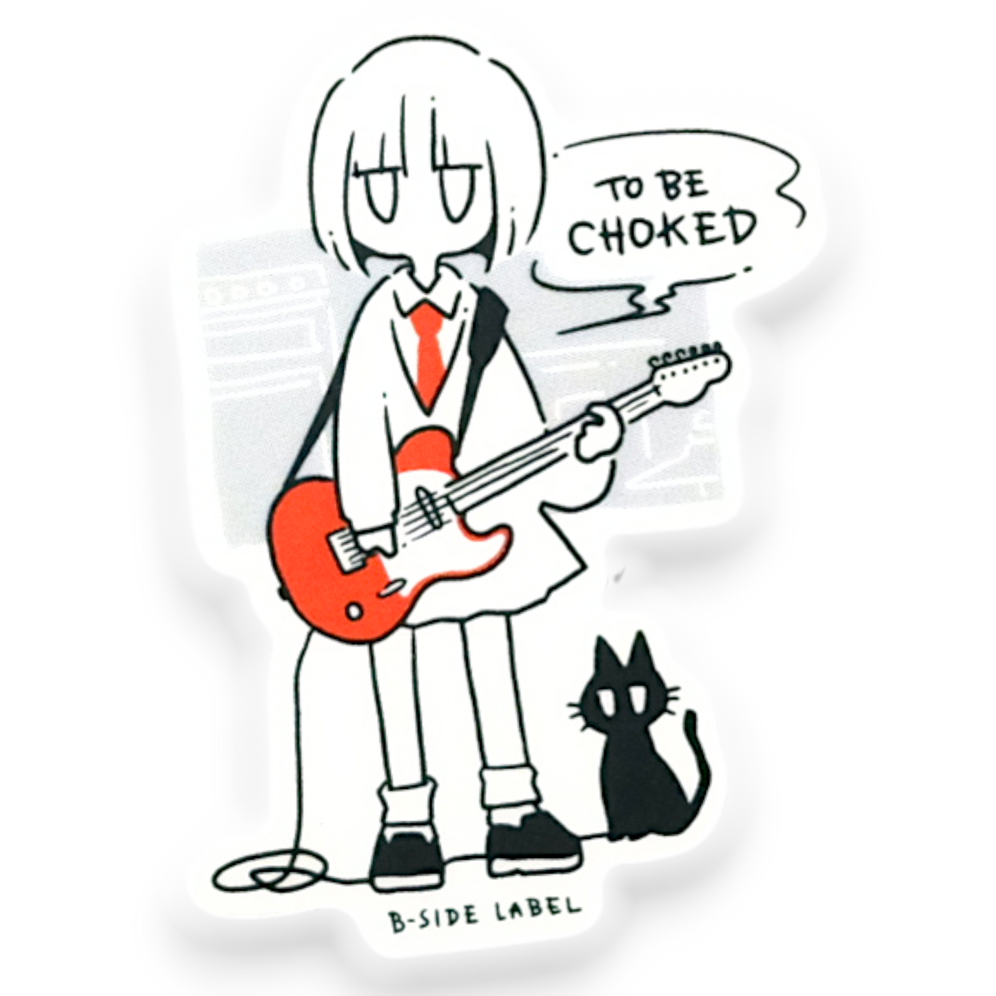Guitar Girl & Cat ✦ B-Side Label Sticker