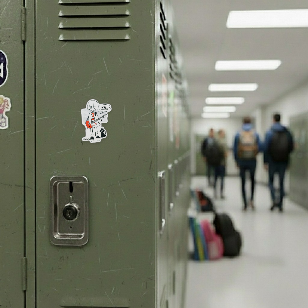 Guitar Girl & Cat ✦ B-Side Label Sticker