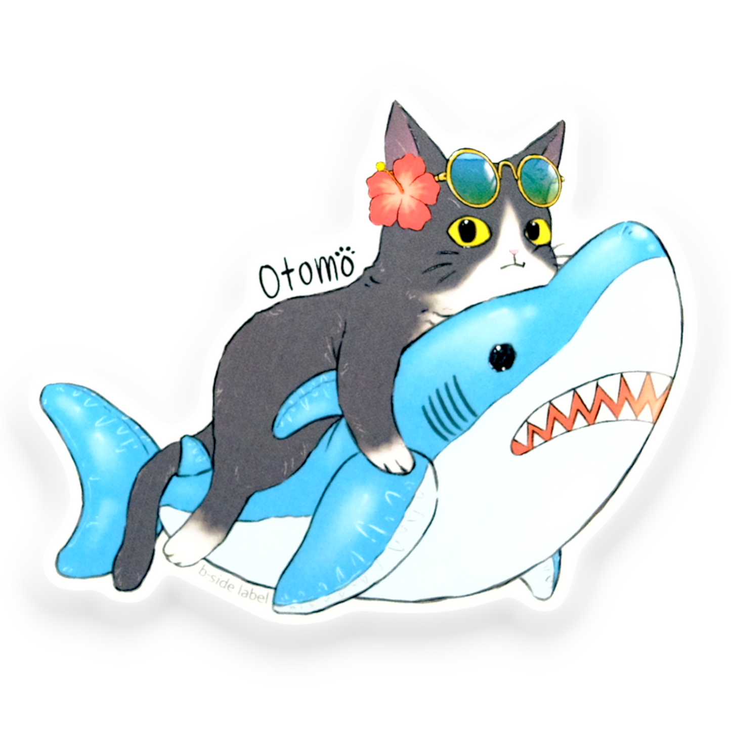 Hawaiian Cat Shark Floatie ✦ B-Side Label Sticker