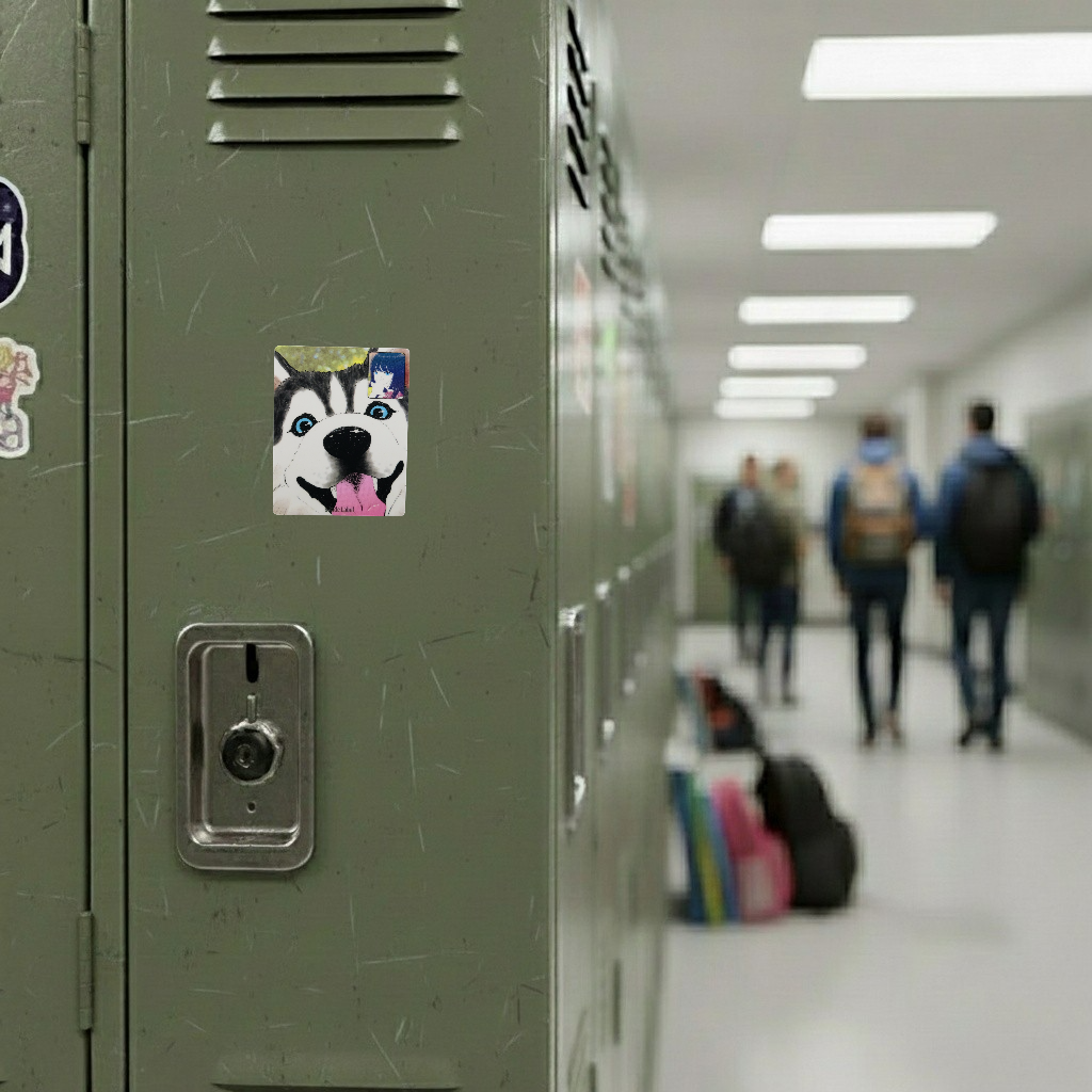 Husky & Girl Face-Time ✦ B-Side Label Sticker