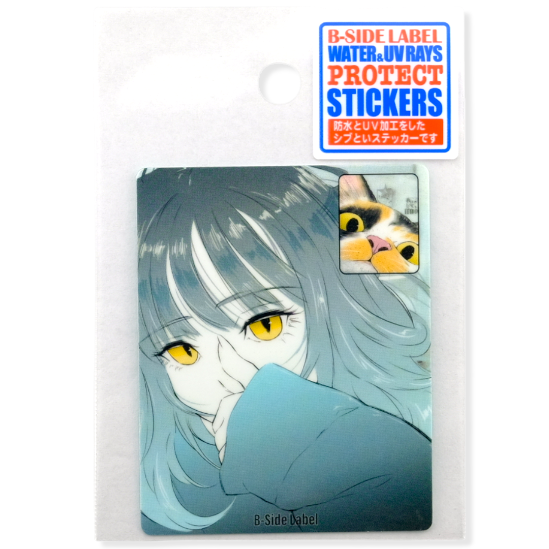 Girl & Cat Face-Time ✦ B-Side Label Sticker