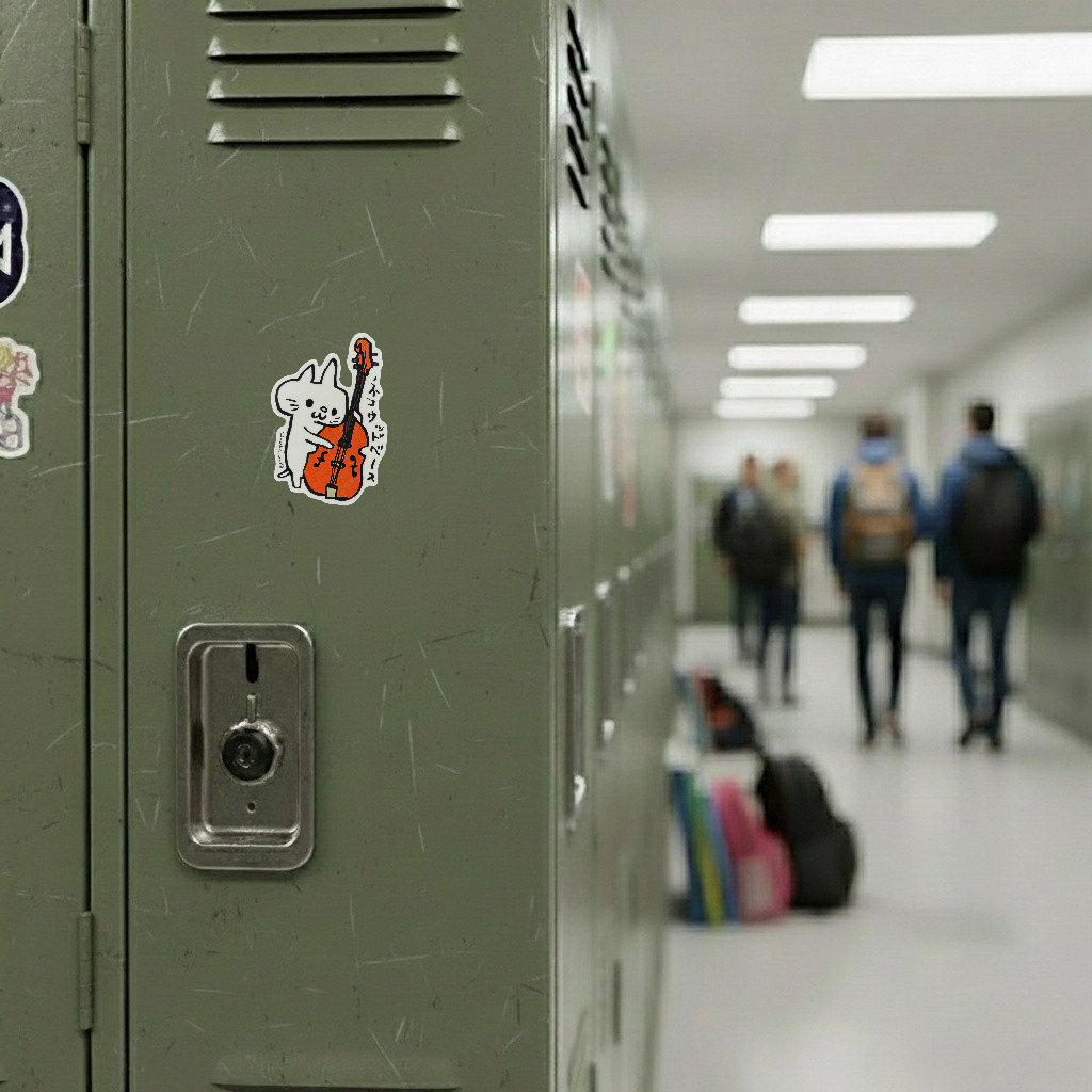 Upright Bass Cat ✦ B-Side Label Sticker