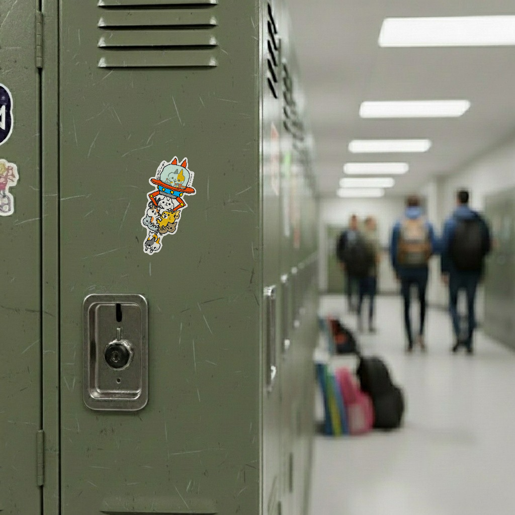 Kitty Cat UFO Abduction ✦ B-Side Label Sticker
