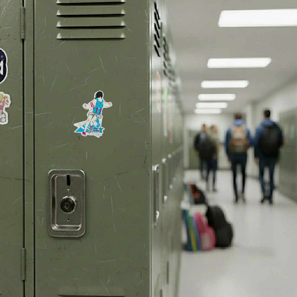 Blue Back Pack Girlie ✦ B-Side Label Sticker
