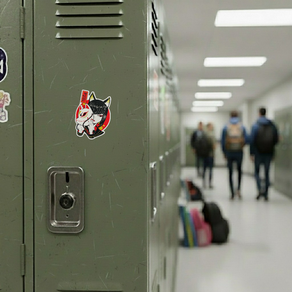 Fox Mask Girl ✦ B-Side Label Sticker