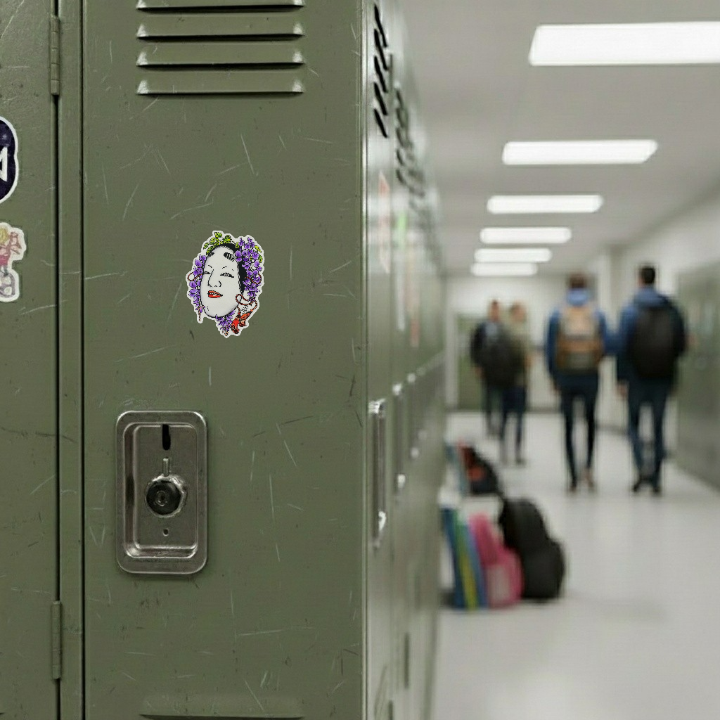 Noh Mask & Wisteria ✦ B-Side Label Sticker