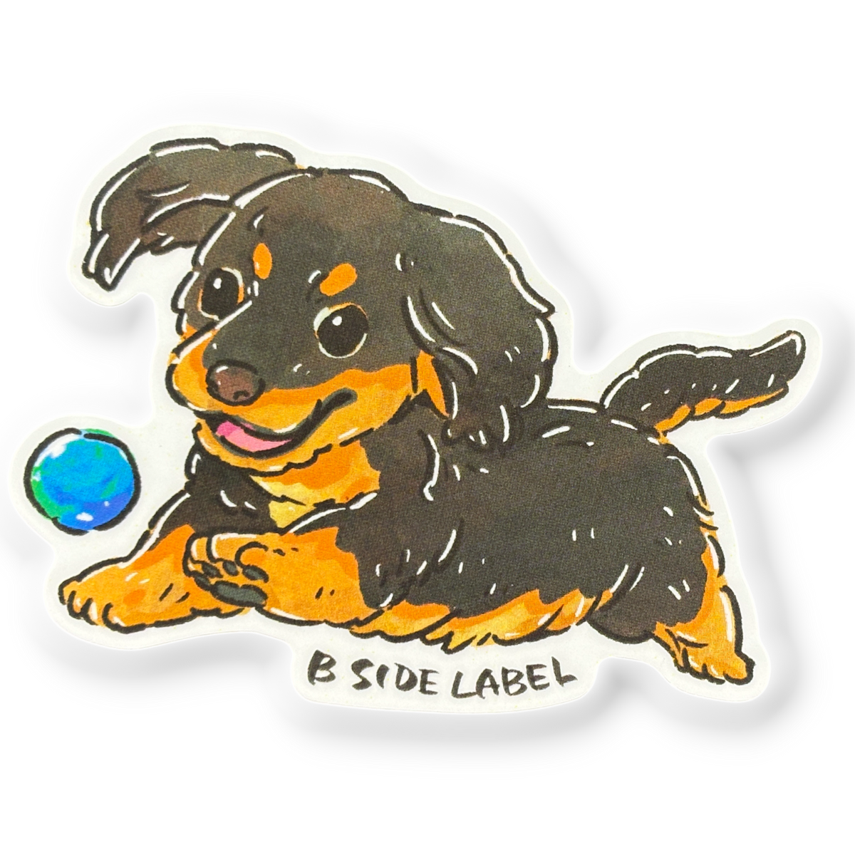 Dachshund Puppy Running ✦ B-Side Label Sticker