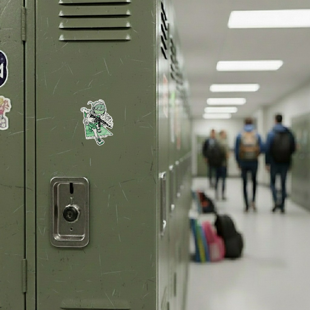 Cute Cyber Girl Green ✦ B-Side Label Sticker