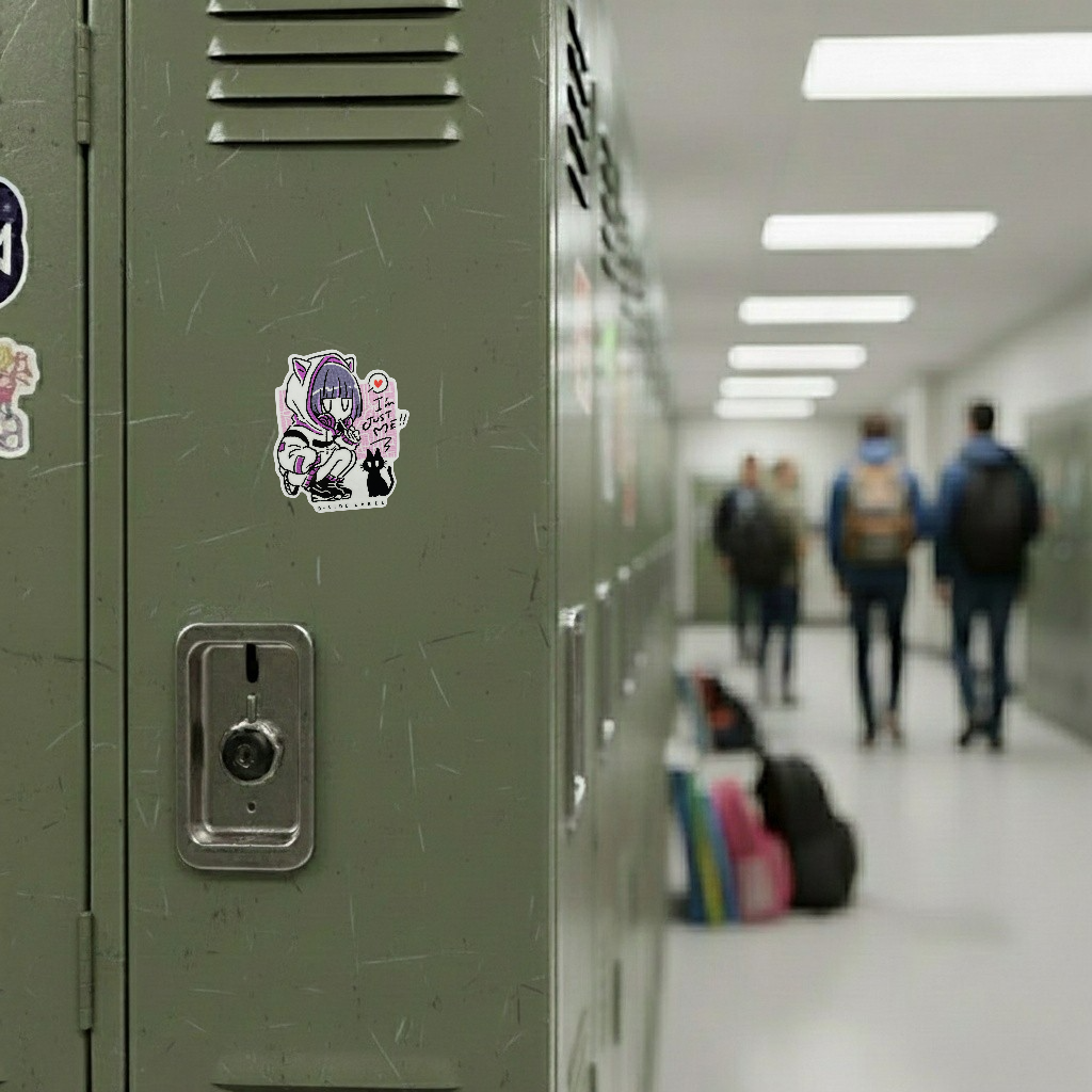 Purple Girl & Kitten, Just Me ✦ B-Side Label Sticker