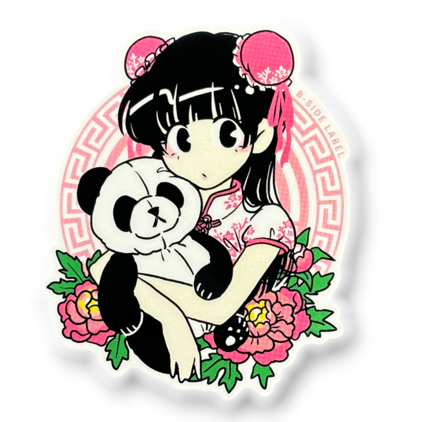 Cute Girl with Panda ✦ B-Side Label Sticker