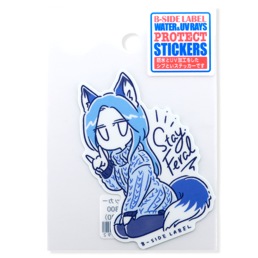Blue Hair Fox Furry Girl ✦ B-Side Label Sticker