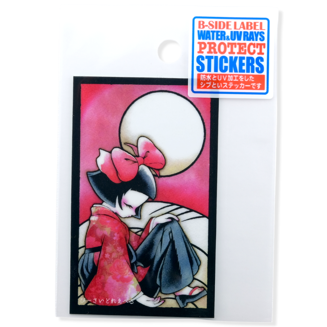 Sleepy Moonlight Kimono Girl ✦ B-Side Label Sticker