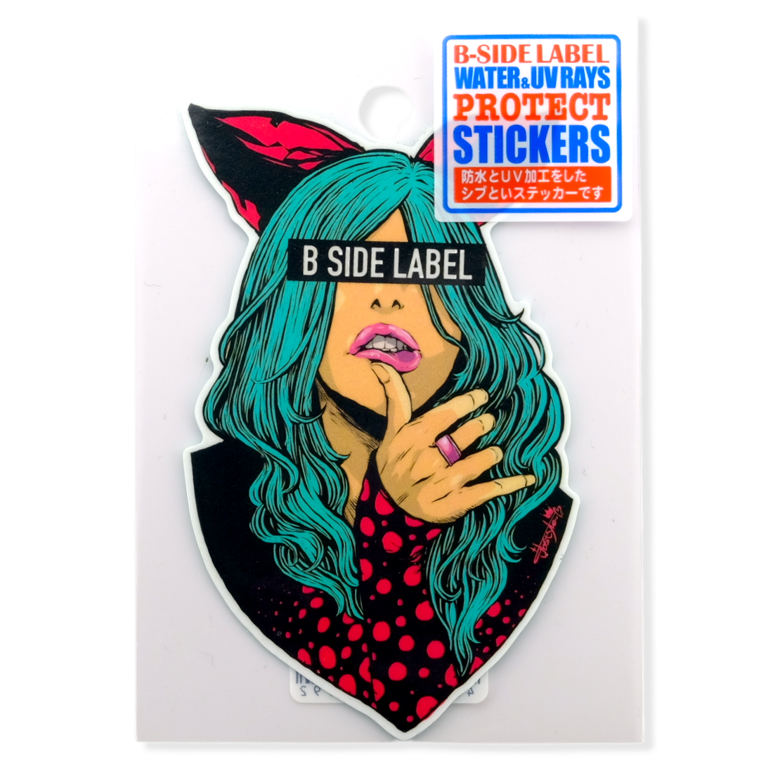 Blue Hair, Fox-Eared Girl ✦ B-Side Label Sticker