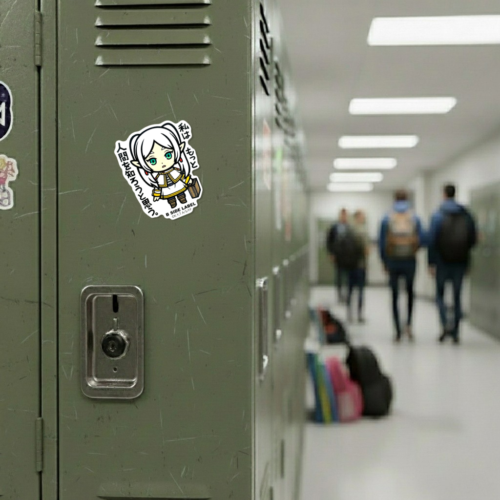 Frieren Beyond Journey's End Frieren ✦ B-Side Label Sticker on a school locker