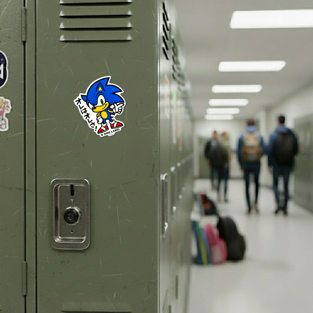 Sonic The Hedgehog - Sonic (Me) ✦ B-Side Label Sticker on a school locker