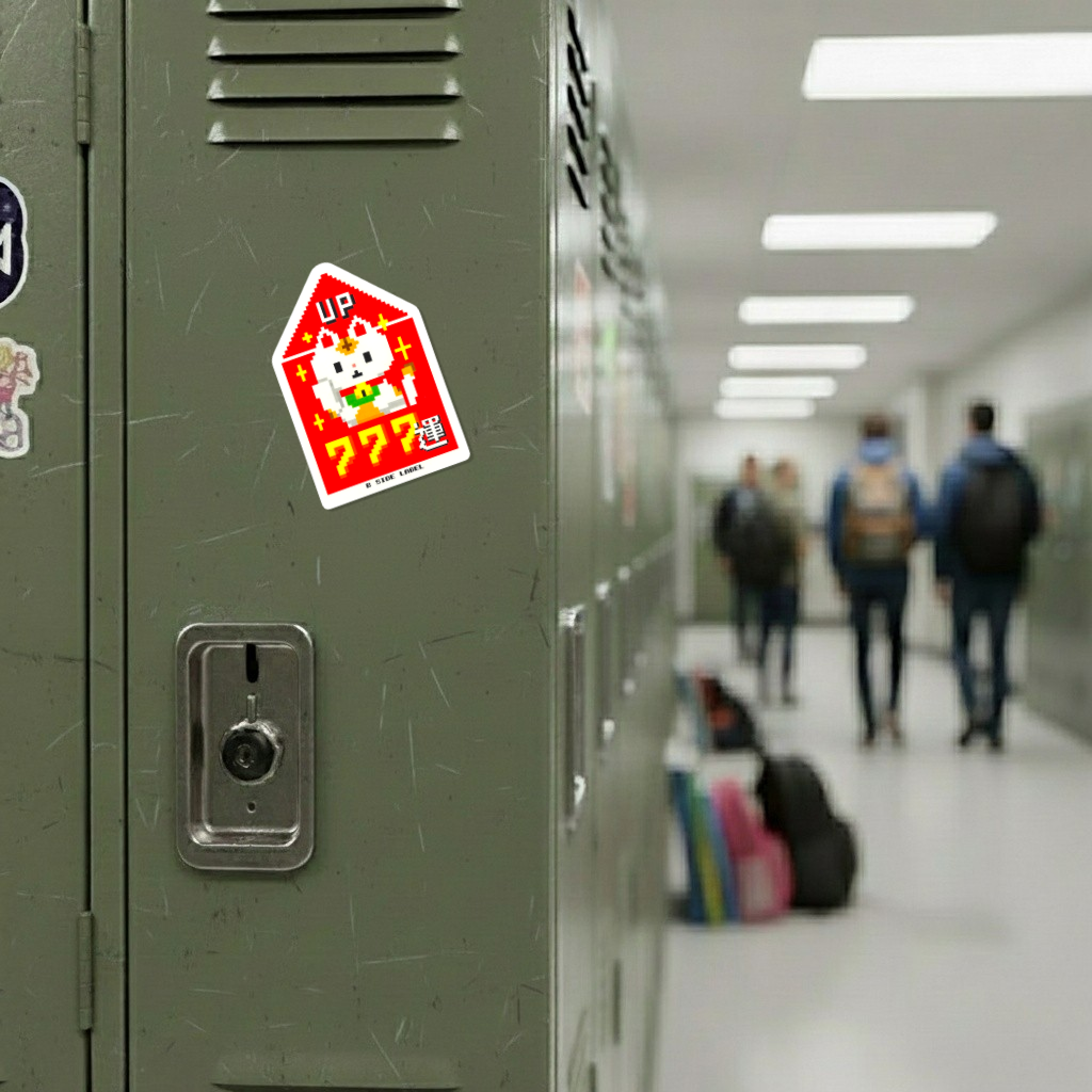 Prosperity Ability Unlocked ✦ B-Side Label Sticker on a school locker