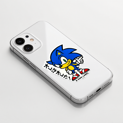 Sonic The Hedgehog - Sonic (Me) ✦ B-Side Label Sticker on a white iPhone