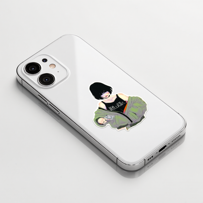 Individuality is a Weapon ✦ B-Side Label Sticker on a white iPhone