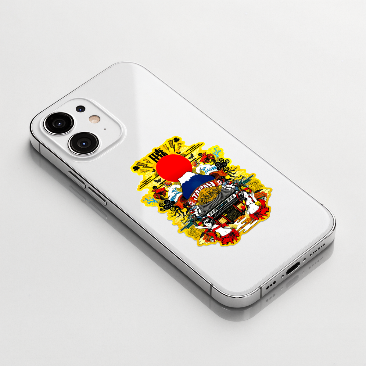 Akatsuki Dawn ✦ B-Side Label Sticker on a white iPhone