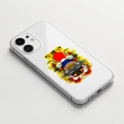Akatsuki Dawn ✦ B-Side Label Sticker on a white iPhone
