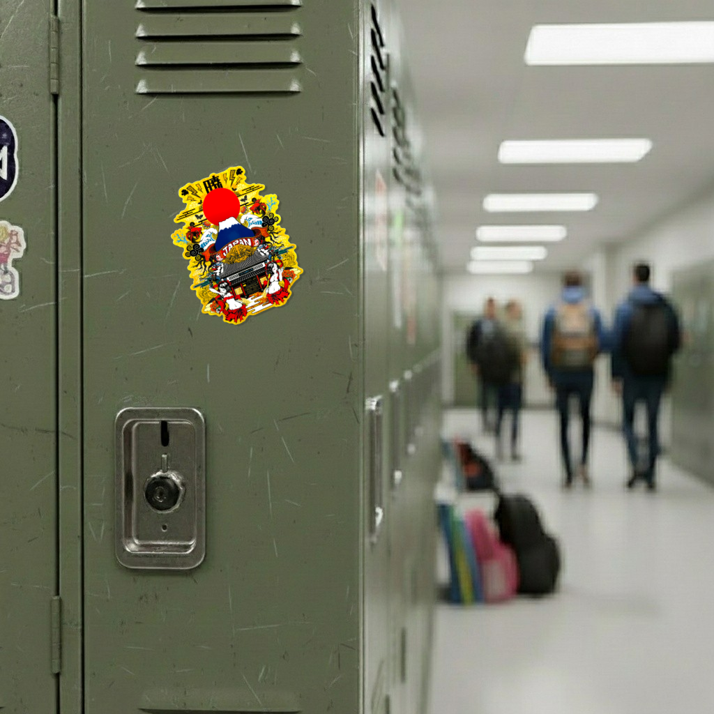 Akatsuki Dawn ✦ B-Side Label Sticker on a school locker