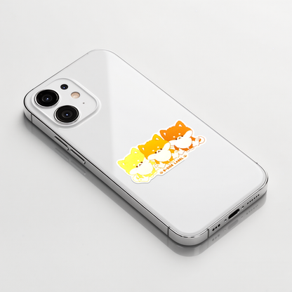 Fluffy Brown Puppy Trio ✦ B-Side Label Sticker on a white iPhone