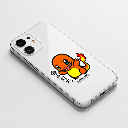 Pokémon Charmander ✦ B-Side Label Sticker on a white iPhone