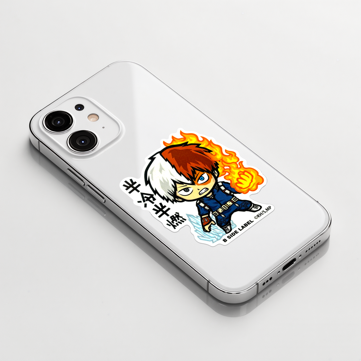 My Hero Academia Todoroki Shoto ✦ B-Side Label Sticker on a white iPhone