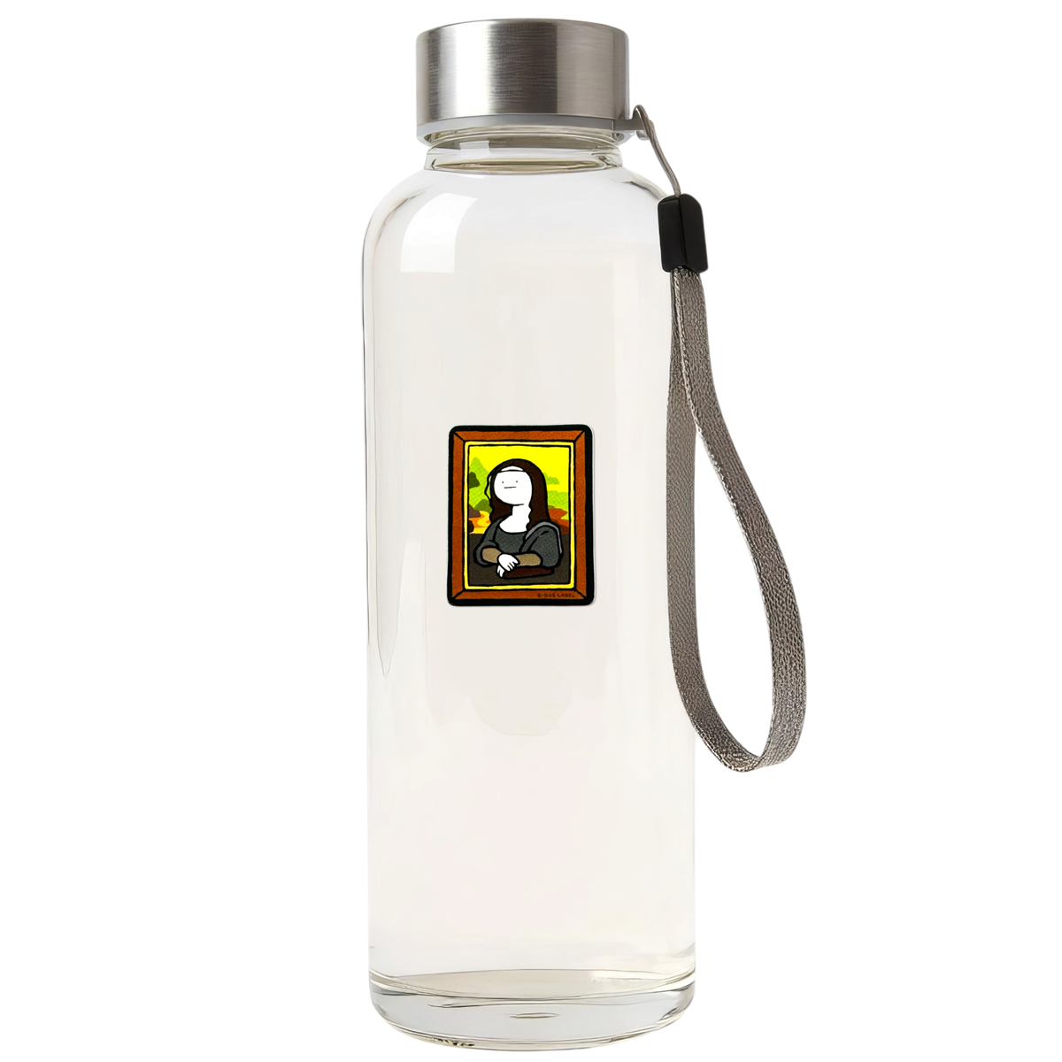 Mona Lisa Portrait ✦ B-Side Label Sticker on a white water bottle