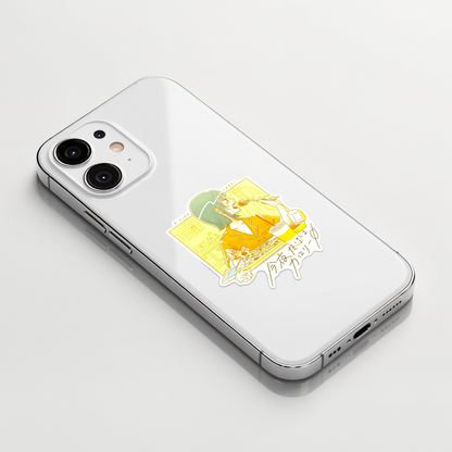 Late Night Snack Girl ✦ B-Side Label Sticker on a white iPhone