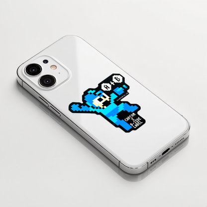 Mega Man Rockman 8-Bit ✦ B-Side Label Sticker on a white iPhone