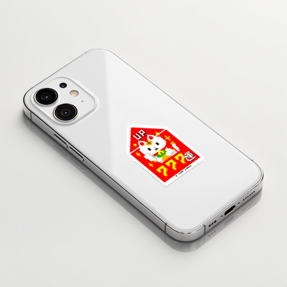 Prosperity Ability Unlocked ✦ B-Side Label Sticker on a white iPhone