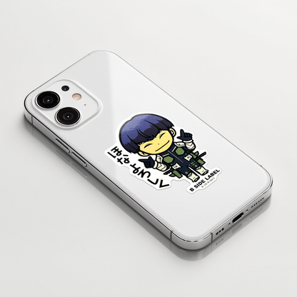 Kaiju No. 8 Hoshina Soushirou ✦ B-Side Label Sticker on a white iPhone