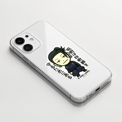Jujutsu Kaisen Suguru Geto ✦ B-Side Label Sticker on a white iPhone