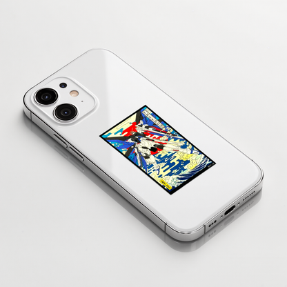 Gundam SEED Freedom Gundam ✦ B-Side Label Sticker on a white iPhone