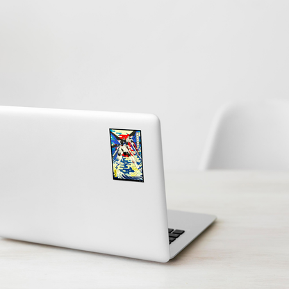 Gundam SEED Freedom Gundam ✦ B-Side Label Sticker on a white laptop
