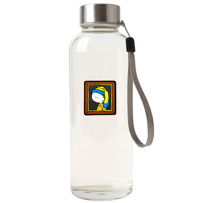 Girl Pearl Earring Portrait ✦ B-Side Label Sticker on a white water bottle