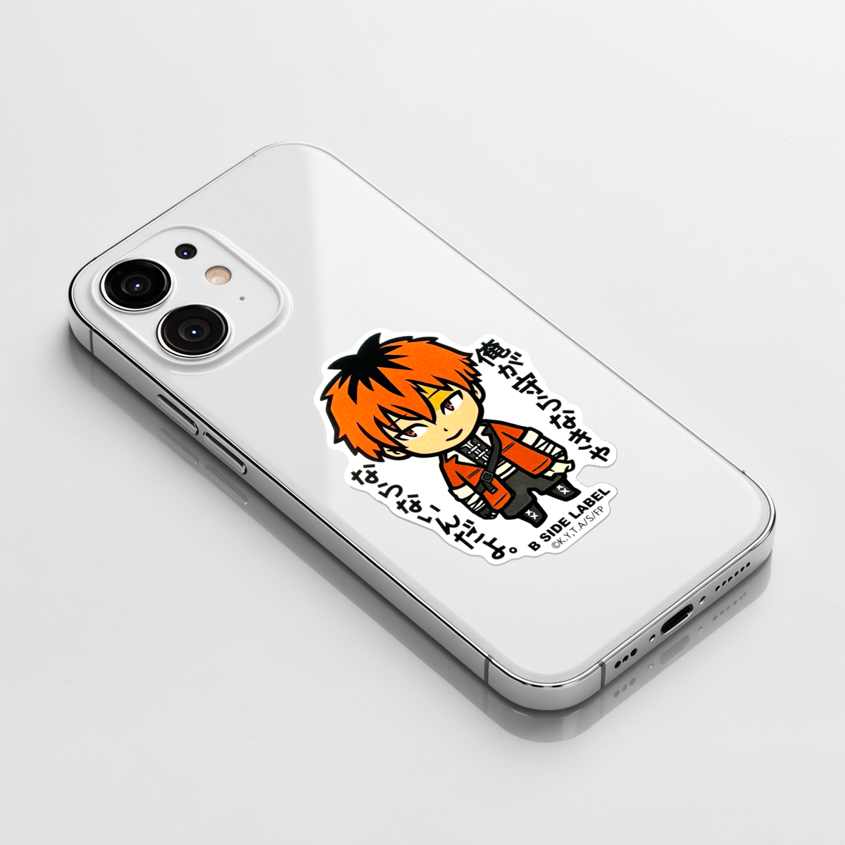 Frieren Beyond Journey's End Stark ✦ B-Side Label Sticker on a white iPhone