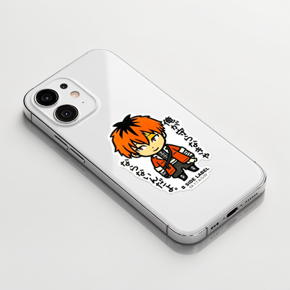 Frieren Beyond Journey's End Stark ✦ B-Side Label Sticker on a white iPhone