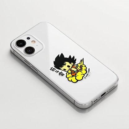 Son Goku Kinto'un - Dragon Ball Z ✦ B-Side Label Sticker on a white iPhone