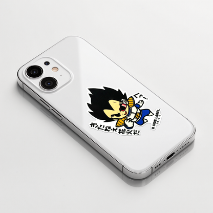 Dragon Ball Z - Vegeta ✦ B-Side Label Sticker on a white iPhone