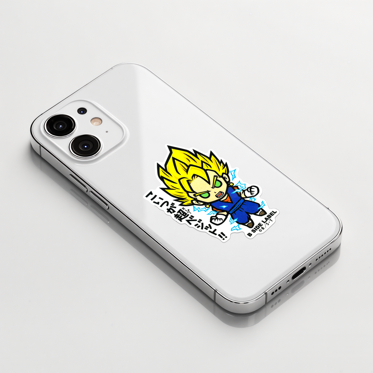 Dragon Ball Z - Vegito ✦ B-Side Label Sticker on a white iPhone