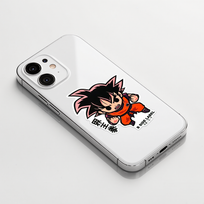 Dragon Ball Z - Goku Kaioken ✦ B-Side Label Sticker on a white iPhone
