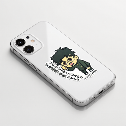 DanDaDan Okarun ✦ B-Side Label Sticker on a white iPhone