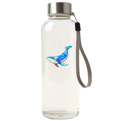 Colorful Whale ✦ B-Side Label Sticker on a white water bottle