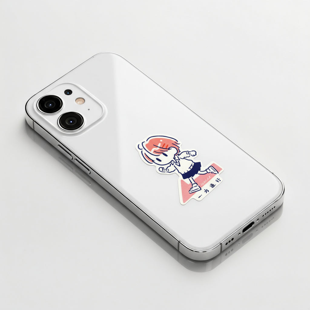 Cute Orange One-Way Girl ✦ B-Side Label Sticker