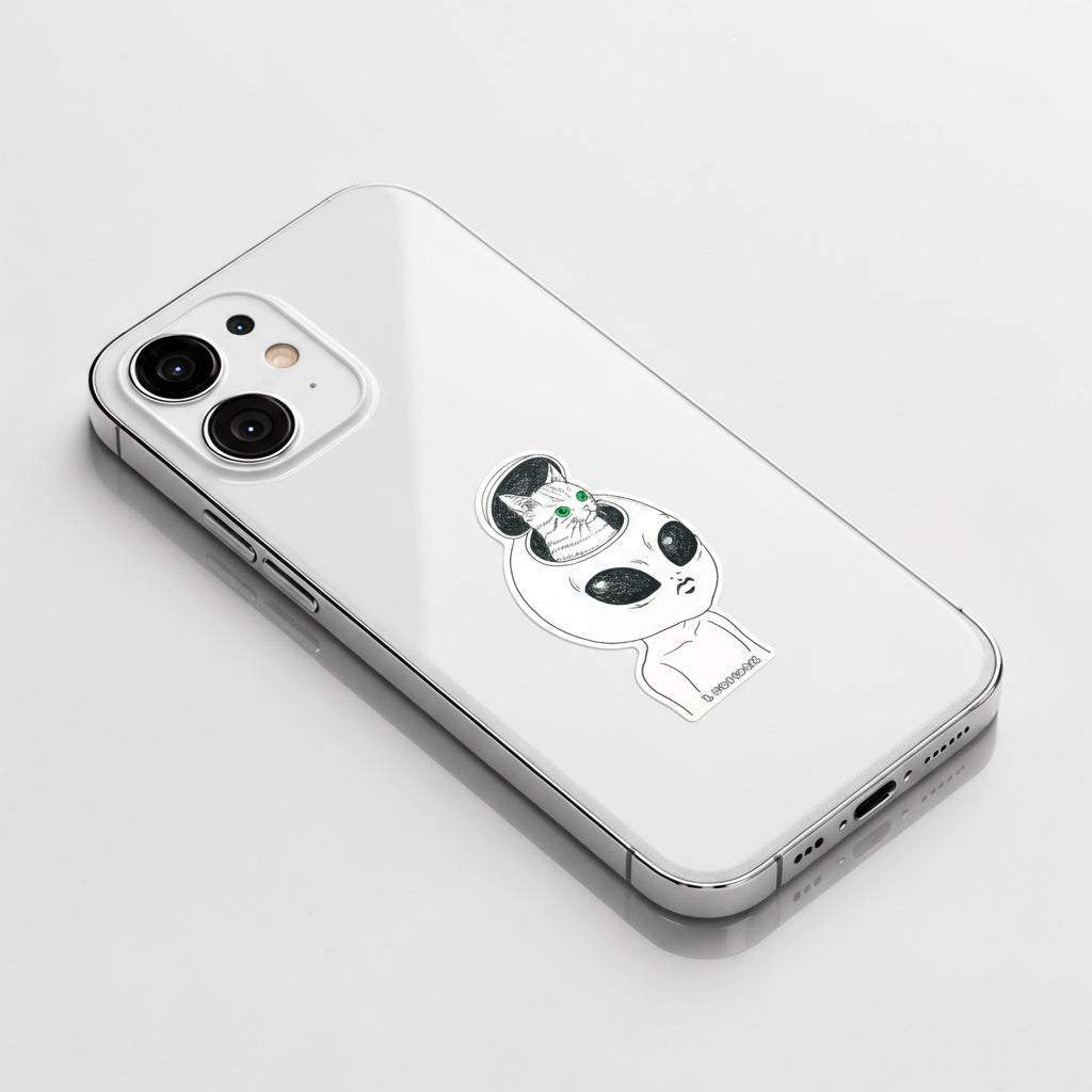 Cat Alien Abduction ✦ B-Side Label Sticker